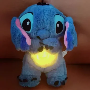 New Lilo&Stitch Plush Doll Breath Child Peluche Kawaii Soothes Toy Anime Baby Music Light Sleep Toys Pink Stitch Kid Gifts 2