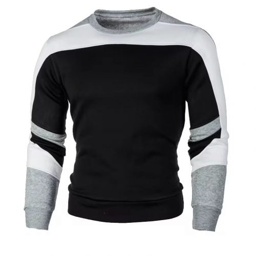 New Men's Casual Crewneck Sweatshirt Color Block Autum Spring Pullover Sweatshirts