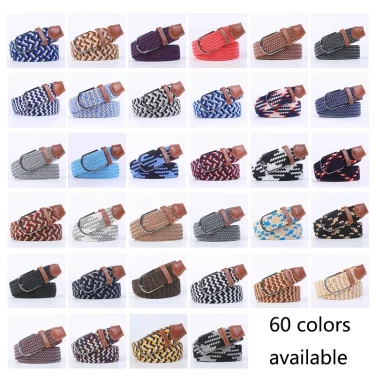 107/120/130cm UNISEX Casual Knitted Pin Buckle Women Belt Woven Canvas Elastic Expandable Braided Stretch Jeans Belts for Men 6