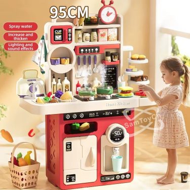 95CM Other Pretend Play Preschool Plastic kids games kitchen toys real Cooking Set Big Kitchen Food Toys for Girls pretend play