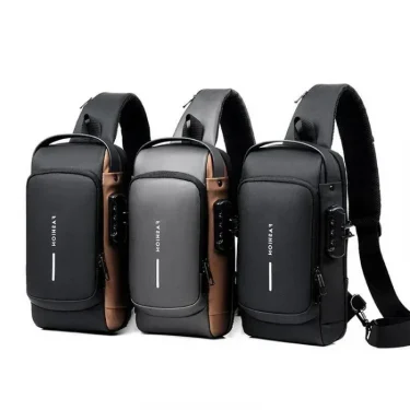 Men Anti Theft Chest Bag Shoulder Bags USB Charging Crossbody Package School Short Trip Messengers Bags Men's Oxford Sling Pack 2
