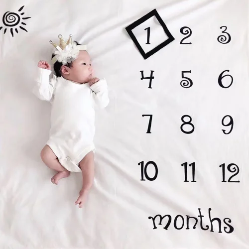 Newborn Baby Photography Blanket Monthly Growth Milestone Blanket Photography Props Background Cloth Commemorate Rug 100X100cm 1