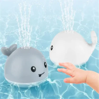 Electric Cartoon Whale Flashing Ball Water Squirting Sprinkler Baby Bath Toy Automatic Squirting Water Baby Bath Toy 1