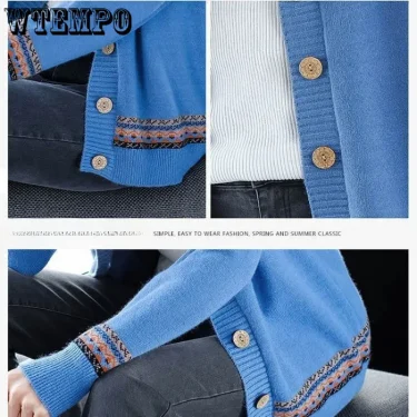 WTEMPO Spring Autumn Solid Color Women's Knitted Cardigan Long Sleeve Korean Loose V-Neck Button Sweaters Coat Female Clothing 6