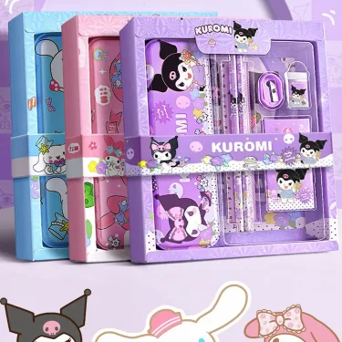 Sanrio Kuromi Stationery Set Cartoon Cinnamoroll My Melody Pencils Erasers Rulers Student School Supplies Study Stationery Gifts 6