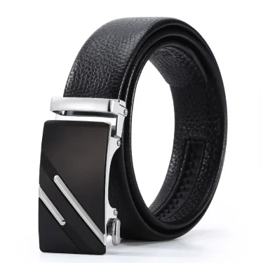 Leisure men's belt metal automatic buckle faux leather men's belt PU men's business belt 6