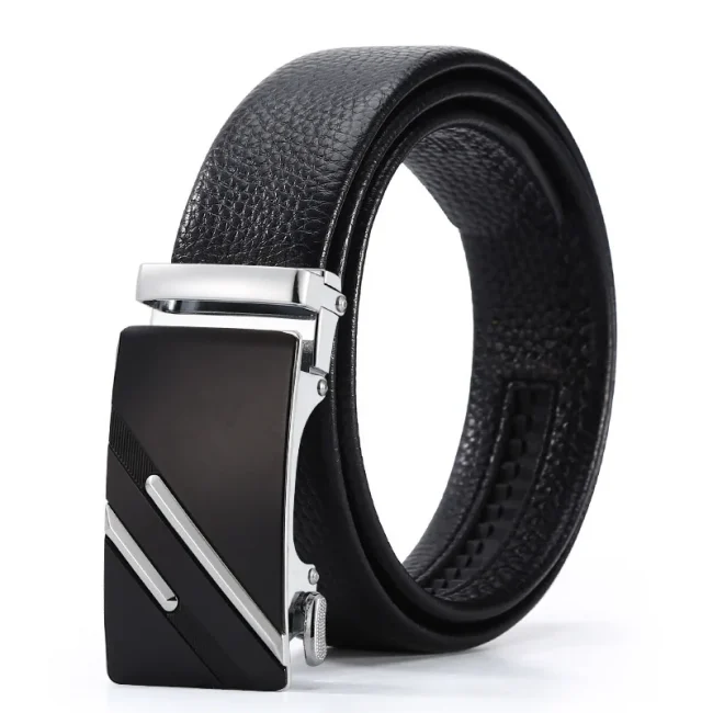Leisure men's belt metal automatic buckle faux leather men's belt PU men's business belt 6