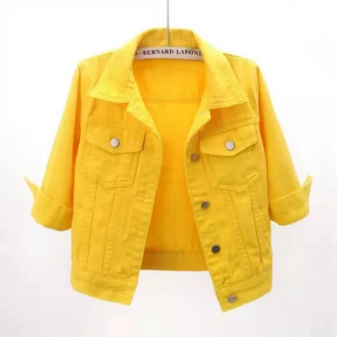 Women Denim Jacket Spring Autumn Short Coat Pink Jean Jackets Casual Tops Purple Yellow Purple Blue Loose Tops Lady Outerwear 1