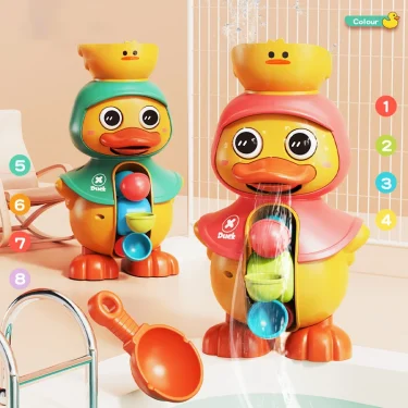 Kids Shower Bath Toys Cute Duck Bathtub Toys for Toddlers 1-4 Years Old with Rotating Water Wheels Bathroom Power Suction Water 2