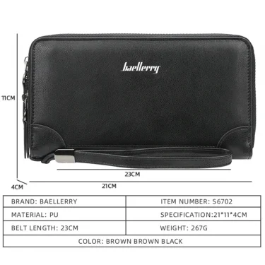 Baellerry Men Wallets Large Capacity Name Engraving High Quality Card Holder Male Purse Zipper Wallet For Men 3