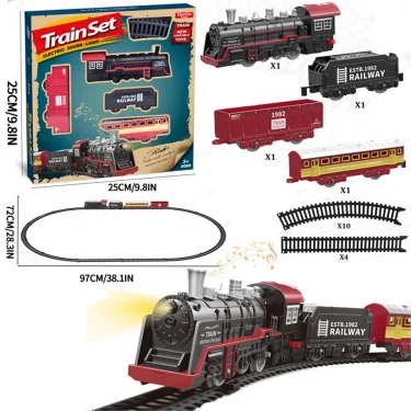 Electric Train Rail Car Simulation Retro Model Train High Speed Rail Toy Boy Set 5