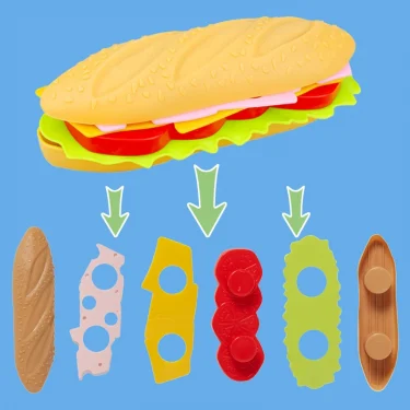 Kids Simulation Food Kitchen Toy Pretend Play Cooking Toys Cookware Pot Hamburger Hot dog Fries Pizza Interactive Toys For Girls 4
