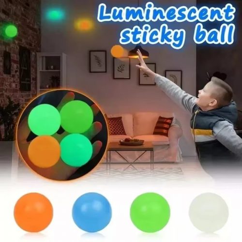 1-4Pcs Luminous Balls High Bounce Glowing Ball Sticky Wall Home Party Decor Kids Adult Gift Anxiety Stress Relieve Toy 4.5cm/6cm