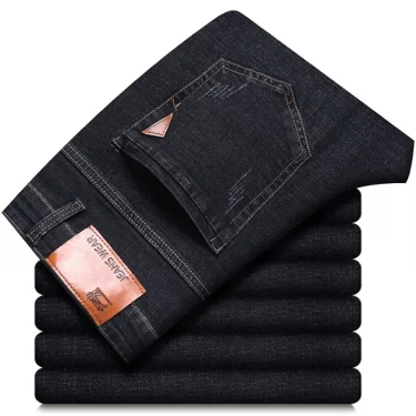 New Men Comfortable Soft Business Fashion Straight Casual Denim Trousers Male Brand Clothing Light Luxury Stretch Slim Fit Pants 2