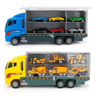 Big Construction Car with 6pcs Mini Cars Kids Toy Container Transporter Engineering Vehicle Fire Truck Racing Car Children Gifts 4