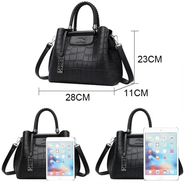 Genuine Leather Handbags For Women Hand-knitted Crossbody Shoulder Bags Designer 2023 Stone Pattern Ladies Tote Bag Sac A Main 2