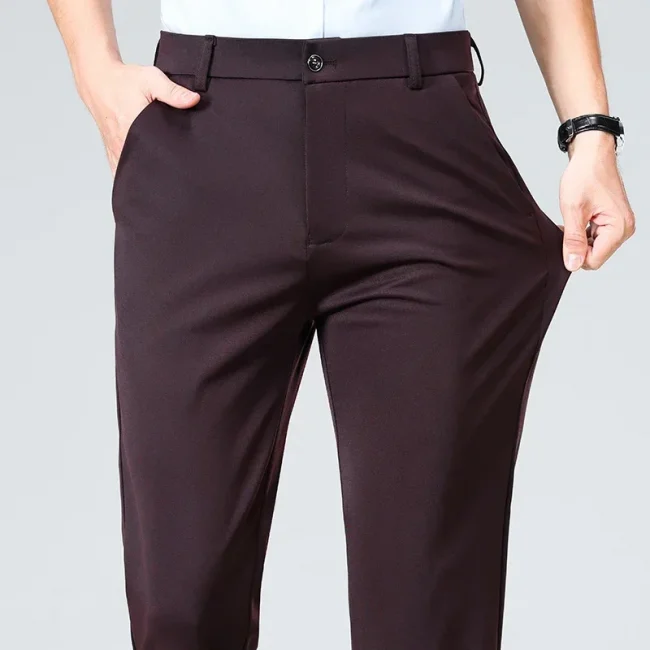 Men Suit Pants 2024 Elastic Slim Fit Dress Pants Business Solid Casual Loose Straight Leg Trouser Men Clothing Oversized 29-42 3