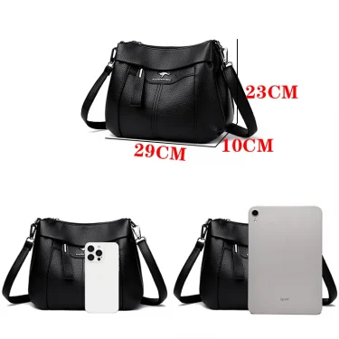 New Ladies Large Capacity Shopping Messenger Tote Soft Leather Luxury Handbag Women Bag Designer 3 Layers Shoulder Crossbody Sac 2