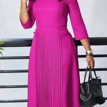 FairyShely 2025 Sexy Solid Plus Size Dress Women Long Sleeve Large Big Long Dresses Lady Autumn Party Tight Folds Curvy Dress 5