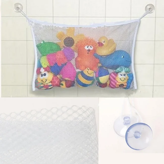 Baby Bathroom Mesh Bag Child Bath Toy Bag Net Suction Cup Baskets 5
