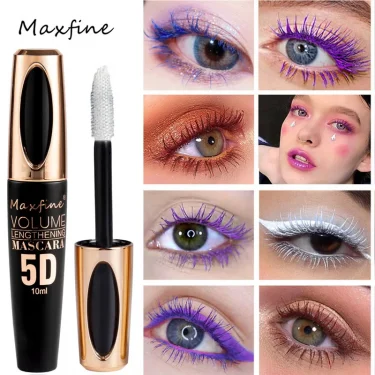 MAXFINE 5D Silk Fiber Eyelash Mascara, the Black Amount and Length of Mascara Are Strong and Lasting, Waterproof and Non-caking 2