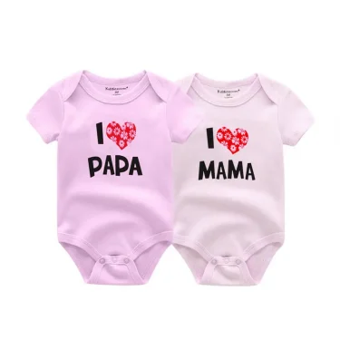 Kiddiezoom 2 Pcs/Lot Four Seasons I love Papa Mama Newborn Boy Girl Bodysuits Soft 100%Cotton Baby onesies Twin Clothes 2