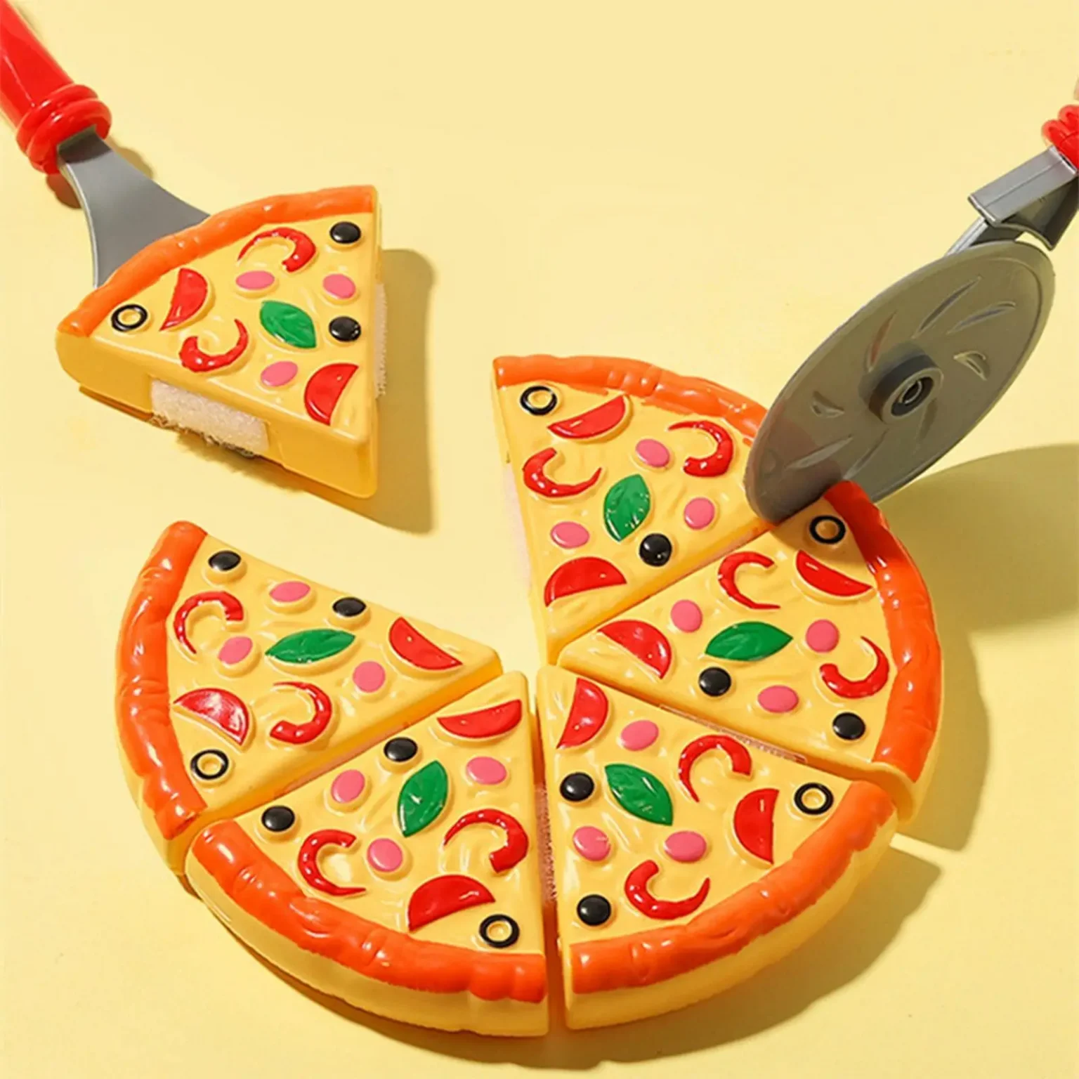 Kids Pizza Cutting Toy Simulation Plastic Pizza Dinette Child Toy Kitchen Pretend Play Food Cooking Kitchen Toys for Girls Kids 1