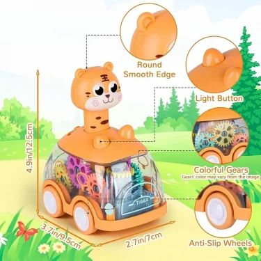 Baby Animal Car Toys Toddler Press and Go Cars Pull Back Car Light Up Toys Wind-up Cars for Kids 1 2 Year Old Boy Birthday Gifts 6