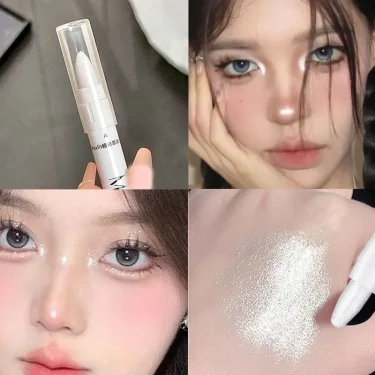 1pc Shimmering Highlight Stick, Glitter White Eyeshadow Pencil for Bright Eyes, Dazzling Effect Makeup Highlighter Pencil 3