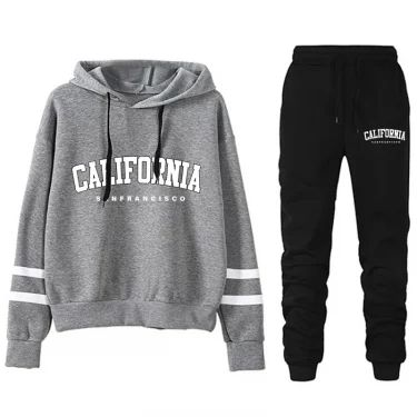 California Womens Tracksuit Casual Stripe Versatile Hooded Sweatshirt or Pants or Suit Simplicity Hot Sales Street Outfits S-3XL 3