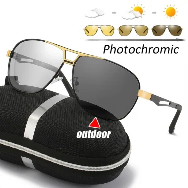 Trendy Square Polarized Photochromic Sunglasses Luxury Women Men Pilot Shades Sun Glasses Outdoor Anti-UV Driving Oculos De Sol 1