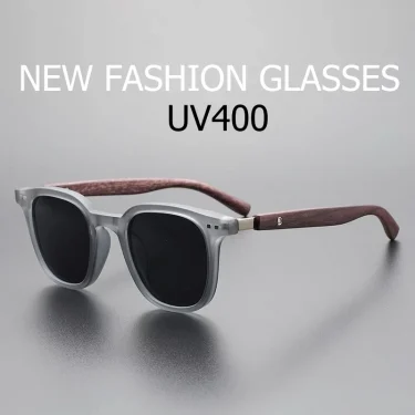 Unisex Fashion New Square Sunglasses Vintage Outdoor Ultralight Sunshade Glasses Men Women Large Wooden Frame UV400 Eyewear 1