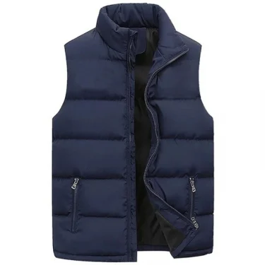 Mens Vest Jacket Warm Sleeveless Jackets Winter Waterproof Zipper Coat Autumn Stand-up Collar Casual Waistcoat Brand Clothing 3