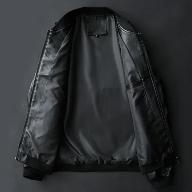 New Men Black Biker PU Leather Coat Korean Fashion Men Pu Leather Jacket Trend Casual Fit Slim Baseball Clothes 8Xl 5