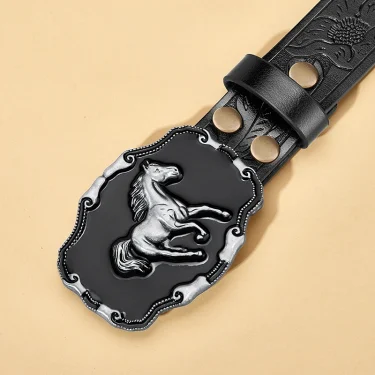 OYIFAN Western Belt Cowboy Leather Belt Men Waist Strap Bull Decoration Floral Engraved for Jeans Cowgirl belt 3