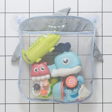 QWZ New Baby Bathroom Mesh Bag Sucker Design For Bath Toys Kids Basket Cartoon Animal Shapes Cloth Sand Toys Storage Net Bag 2