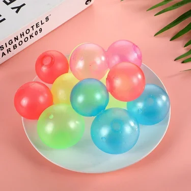 1-4Pcs Luminous Balls High Bounce Glowing Ball Sticky Wall Home Party Decor Kids Adult Gift Anxiety Stress Relieve Toy 4.5cm/6cm 6