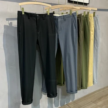 Brand Clothing 98%Cotton Solid Color Casual Pants Men Business Fashion Comfortable Stretch Classic Straigh Trousers Male 6 Color 2
