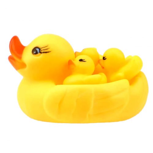 4pcs/set Yellow Duck Bath Toys Children Swimming Pool Water Play Toys Kids Bathtub Floating Sounding Yellow Duck