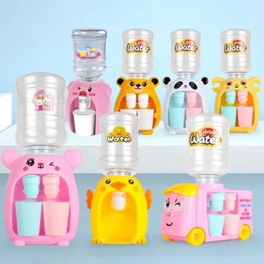 Children Mini Water Dispenser Toy Kids Pretend Play Simulation Kitchen Toys Dual Mini Water Drinking Machine Toys for Girls Boys 3