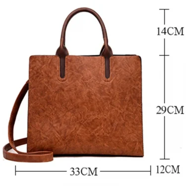 Vintage OIL SKIN Leather Big Casual Tote women bags High Quality Women's Handbags Shoulder Crossbody Bag Messenger Bags sac 3