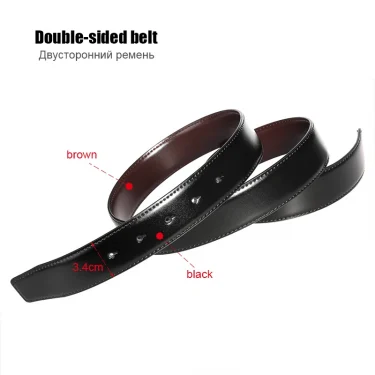 VATLTY 34mm Leather Belt Without Buckle for Men Natural Cowhide 130cm Trouser Belt Casual Brown Reversible Belt Girdles Male 5