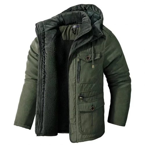 Men's Thicken Parkas Warm Winter Jacket Cashmere Fleece Coats Military Outdoor Cotton-Padded Male Windbreaker Hooded Outwear