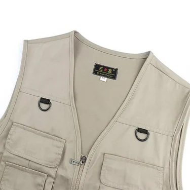 Mens Fishing Photography Multi-Pocket Vest Outdoor Tactical Mountaineering Sports Vest Solid Color Breathable Sleeveless Jacket 5