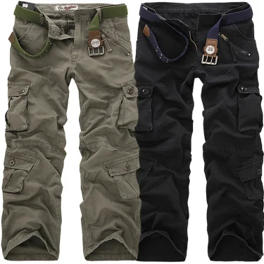 High Quality Men's Cargo Pants Casual Loose Multi Pocket Cotton Pants Long Trousers for Men Camo Joggers Plus Size 28-40 2