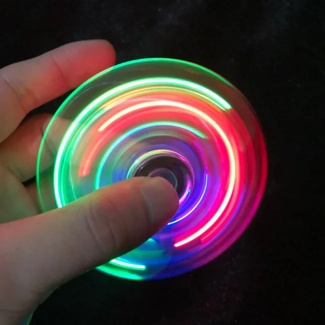 Crystal Luminous LED light Fidget Spinner Hand Top Spinners Glow in Dark EDC Stress Relief Toys Kinetic Gyroscope for Children 2