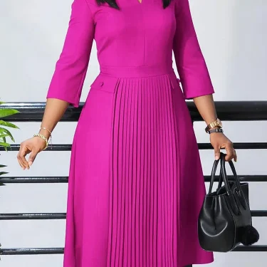 FairyShely 2025 Sexy Solid Plus Size Dress Women Long Sleeve Large Big Long Dresses Lady Autumn Party Tight Folds Curvy Dress 4