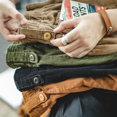 Maden Vintage Solid Color Corduroy Pants Straight Loose Casual Trousers with Elastic Waistband and Pockets for Men Autumn Winter 1