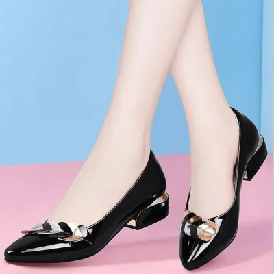 Women's Pointed Toe Heeled Shoes Summer New Shallow Chunky Heel Slip on Dress Shoes for Women Office Ladies Pumps Women's Shoes 4