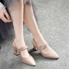 Women Leather High-heeled Sandals Summer New Women Fashionable and Elegant Off White Toe Back Luxury High Heeled Sandals 6